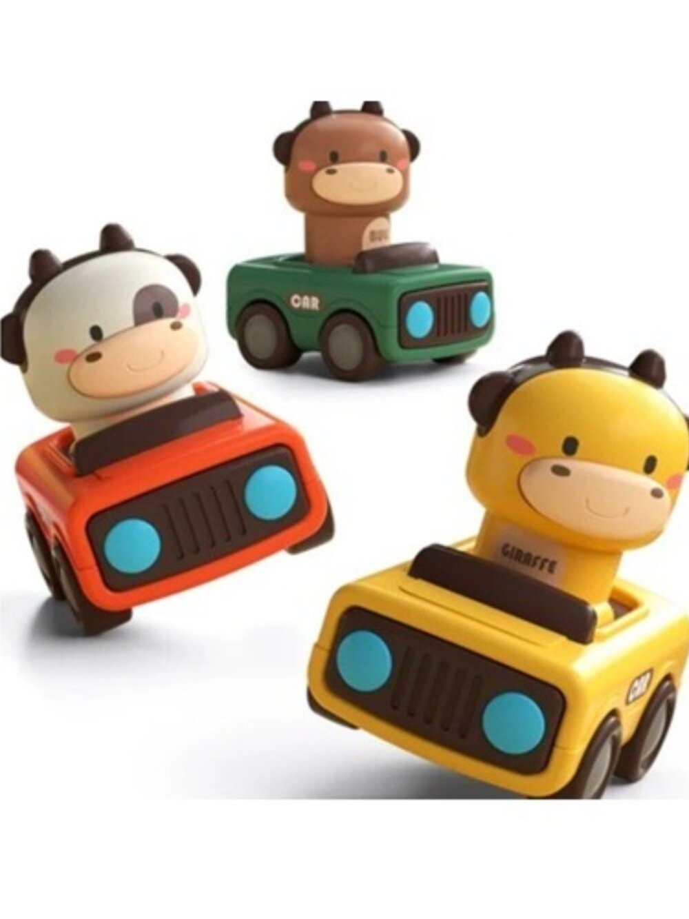 iPlay iLearn Press and Go Set of 3 Big Head Animal Racing Toy Cars